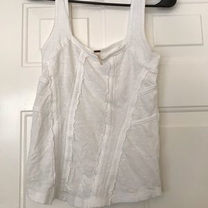 Free People White fitted tank with delicate frill